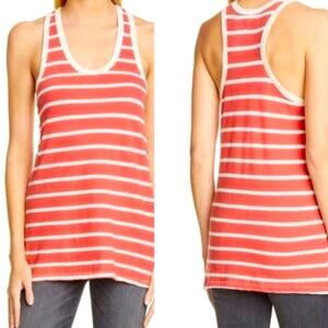 The Great 100% Cotton Racer Back Stripe Tank Top in Red Cream Made USA Size 3/ L